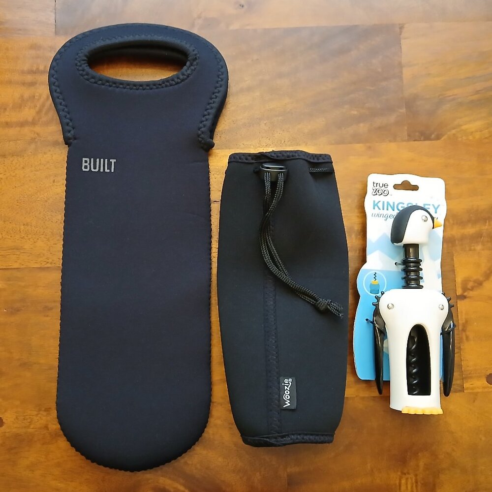 Wine Lover's Bundle - Penguin Corkscrew (NWT); Neoprene Tote & Neoprene Cozy